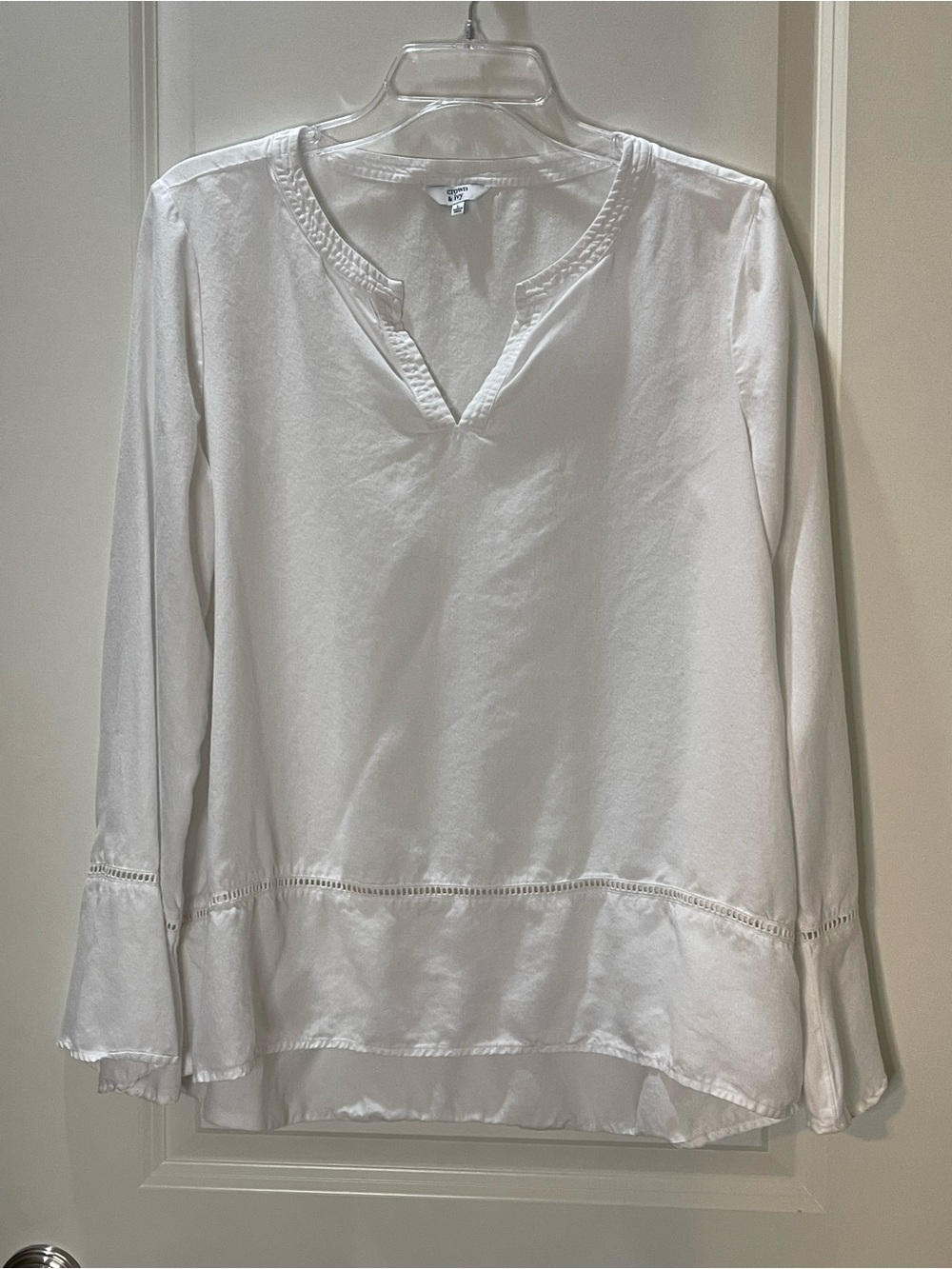 White Bell Sleeve Tunic Lightweight Size L